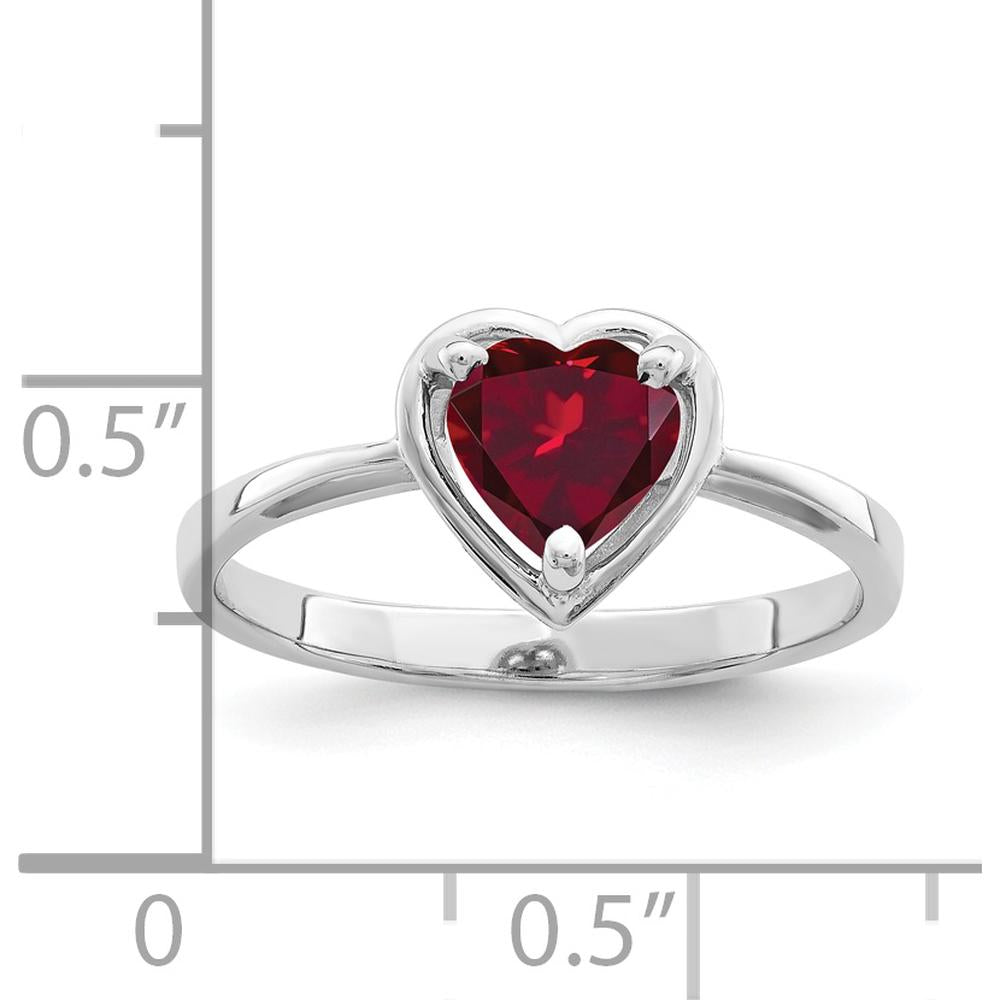 14K White Gold Heart Ring with 6mm Lab-Created Ruby by Monteluci Fine Jewelry