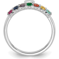 14K White Gold Heart Ring with 7 Birthstones - Customizable Mother's Ring by Oro Pregiato