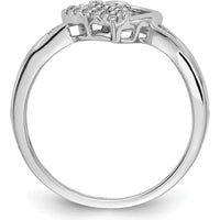 14K White Gold Heart Ring with Pave Set Round Diamonds - 0.061 Carat Total Diamond Weight by 0