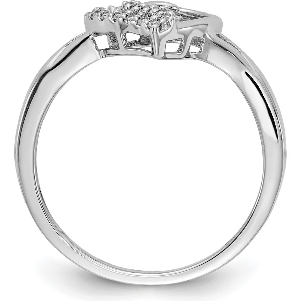 14K White Gold Heart Ring with Pave Set Round Diamonds - 0.061 Carat Total Diamond Weight by 0