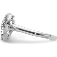 14K White Gold Heart Ring with Pave Set Round Diamonds - 0.061 Carat Total Diamond Weight by 0