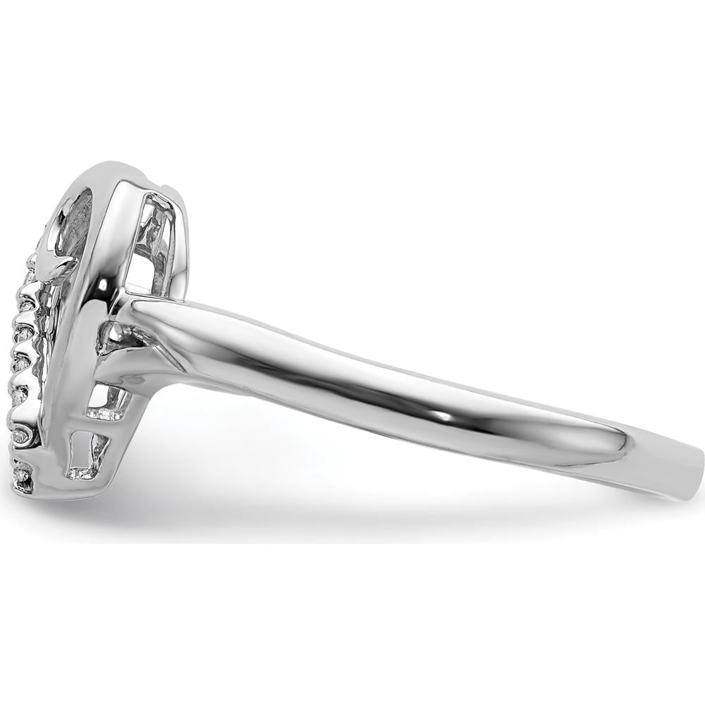14K White Gold Heart Ring with Pave Set Round Diamonds - 0.061 Carat Total Diamond Weight by 0