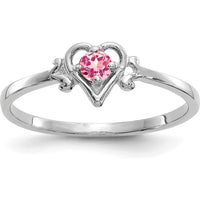 14K White Gold Heart Ring with Pink Tourmaline - 0.11 Carat Total Gemstone Weight by Oro Pregiato