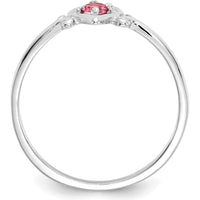 14K White Gold Heart Ring with Pink Tourmaline - 0.11 Carat Total Gemstone Weight by Oro Pregiato