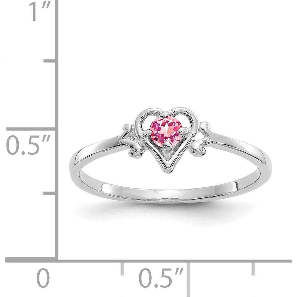 14K White Gold Heart Ring with Pink Tourmaline - 0.11 Carat Total Gemstone Weight by Oro Pregiato