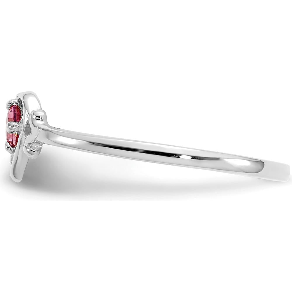 14K White Gold Heart Ring with Pink Tourmaline - 0.11 Carat Total Gemstone Weight by Oro Pregiato