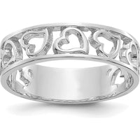 14K White Gold Heart Ring with Rhodium Plating - 5mm Band Width by Oro Pregiato