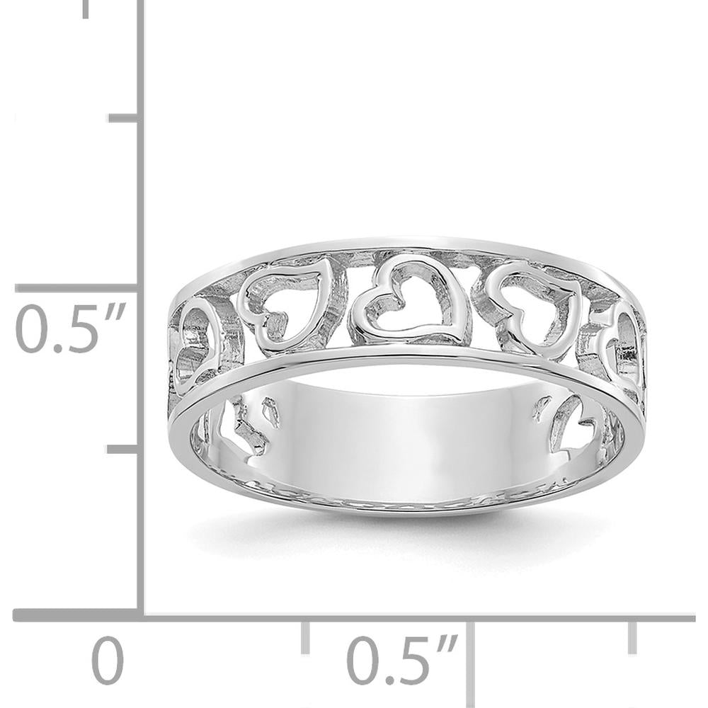 14K White Gold Heart Ring with Rhodium Plating - 5mm Band Width by Oro Pregiato