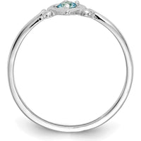 14K White Gold Heart Ring with Swiss Blue Topaz - 0.11 Carat Total Weight by Oro Pregiato