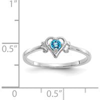 14K White Gold Heart Ring with Swiss Blue Topaz - 0.11 Carat Total Weight by Oro Pregiato