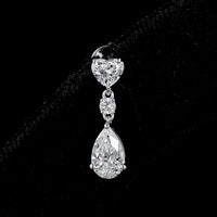 14K White Gold Heart, Round, and Pear Shape Lab Diamond Hanging Drop Earrings - 1.66 Carats Total Diamond Weight - Covaloro Fine Jewelry