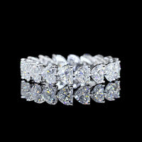 14K White Gold Heart Shape Diamond Eternity Band with East-West Set 18 Lab Grown Diamonds - 3.52 Carat Total Weight, E-F Color VS Clarity - Covaloro Fine Jewelry