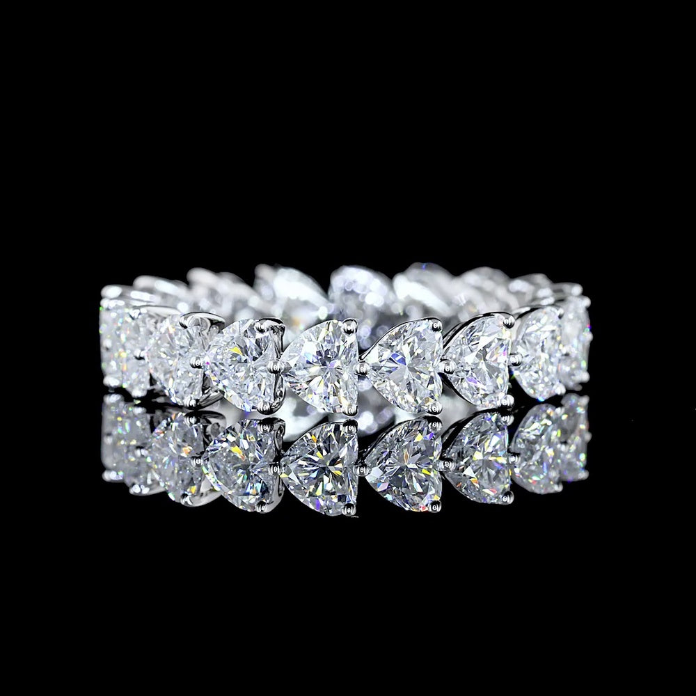14K White Gold Heart Shape Diamond Eternity Band with East-West Set 18 Lab Grown Diamonds - 3.52 Carat Total Weight, E-F Color VS Clarity - Covaloro Fine Jewelry