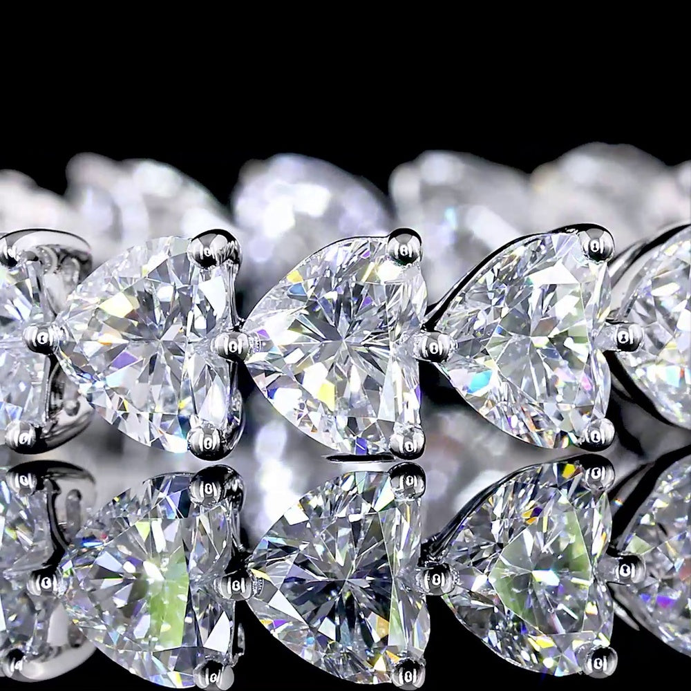 14K White Gold Heart Shape Diamond Eternity Band with East-West Set 18 Lab Grown Diamonds - 3.52 Carat Total Weight, E-F Color VS Clarity - Covaloro Fine Jewelry
