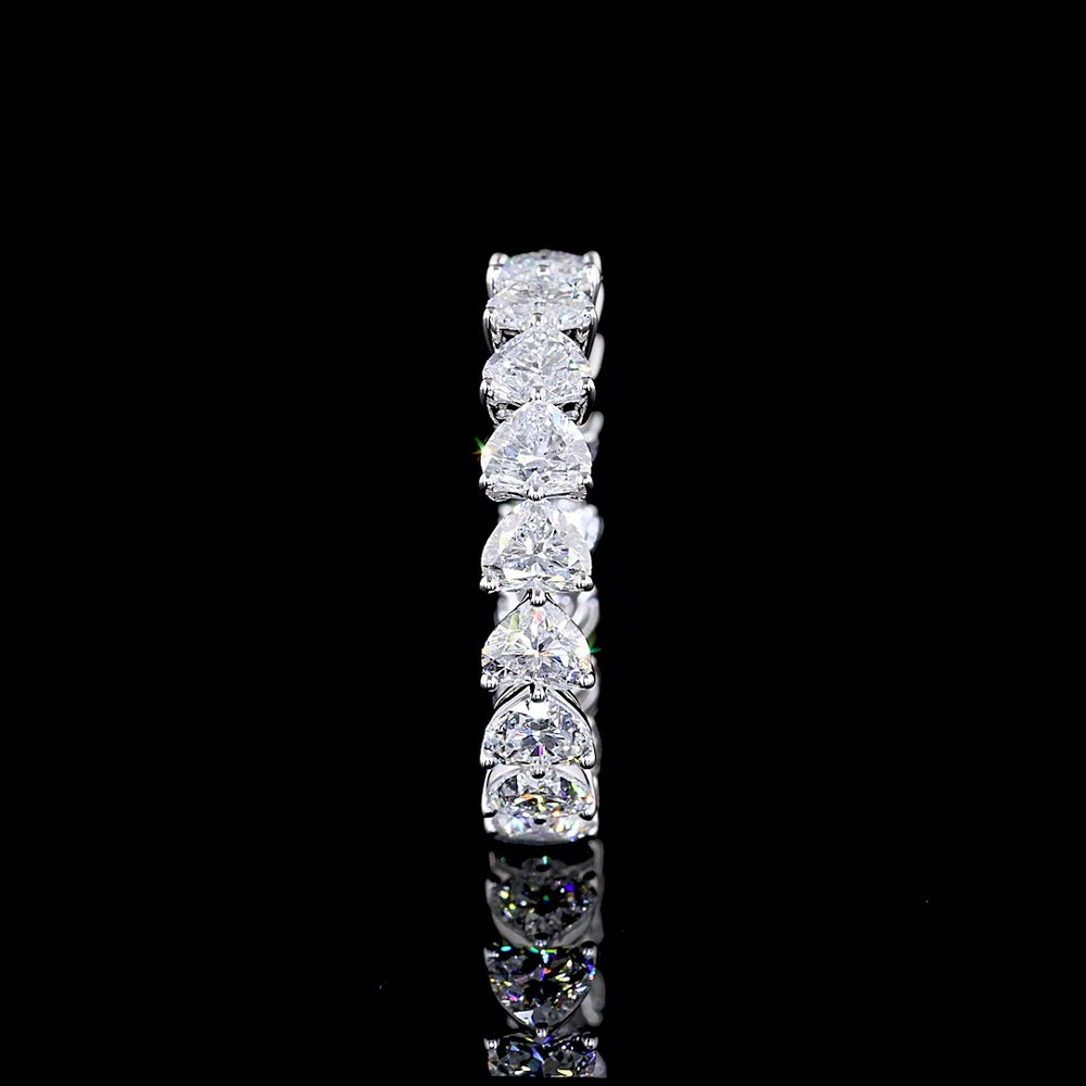 14K White Gold Heart Shape Diamond Eternity Band with East-West Set 18 Lab Grown Diamonds - 3.52 Carat Total Weight, E-F Color VS Clarity - Covaloro Fine Jewelry