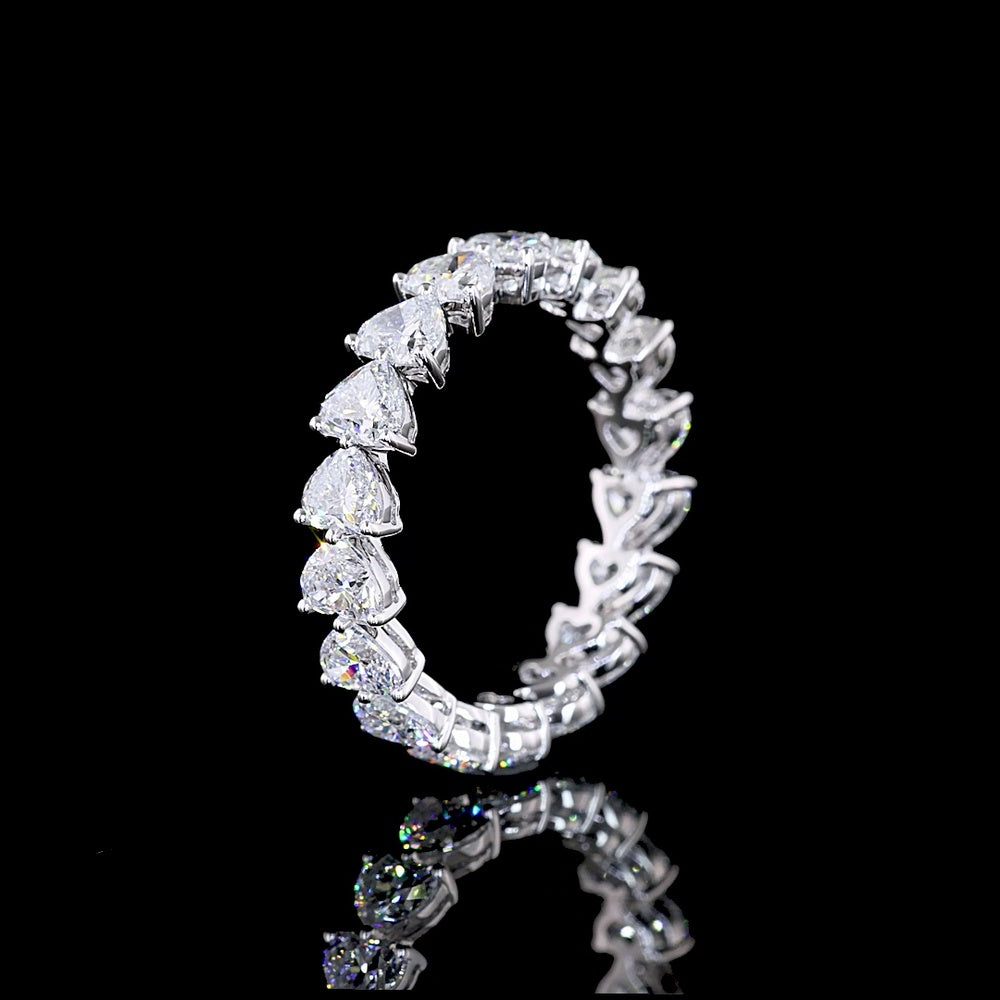 14K White Gold Heart Shape Diamond Eternity Band with East-West Set 18 Lab Grown Diamonds - 3.52 Carat Total Weight, E-F Color VS Clarity - Covaloro Fine Jewelry