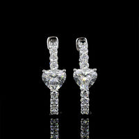 14K White Gold Heart Shape Diamond Hoop Earrings with E-F VS Lab Diamonds - 2.03 Carats Total Diamond Weight - Covaloro Fine Jewelry