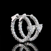 14K White Gold Heart Shape Diamond Hoop Earrings with E-F VS Lab Diamonds - 2.03 Carats Total Diamond Weight - Covaloro Fine Jewelry
