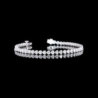14K White Gold Heart Shape Diamond Tennis Bracelet with Prong Set Lab Grown Diamonds - 5.46 Carats Total Diamond Weight - Covaloro Fine Jewelry