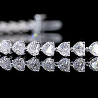 14K White Gold Heart Shape Diamond Tennis Bracelet with Prong Set Lab Grown Diamonds - 5.46 Carats Total Diamond Weight - Covaloro Fine Jewelry