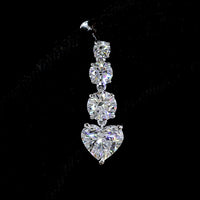 14K White Gold Heart Shape Drop Earrings with Lab-Grown Diamonds - 3.57 Total Carat Weight - Covaloro Fine Jewelry