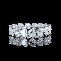14K White Gold Heart Shape Eternity Band with 16 Prong Set Lab Diamonds - 4.44 Carat Total Diamond Weight - Covaloro Fine Jewelry