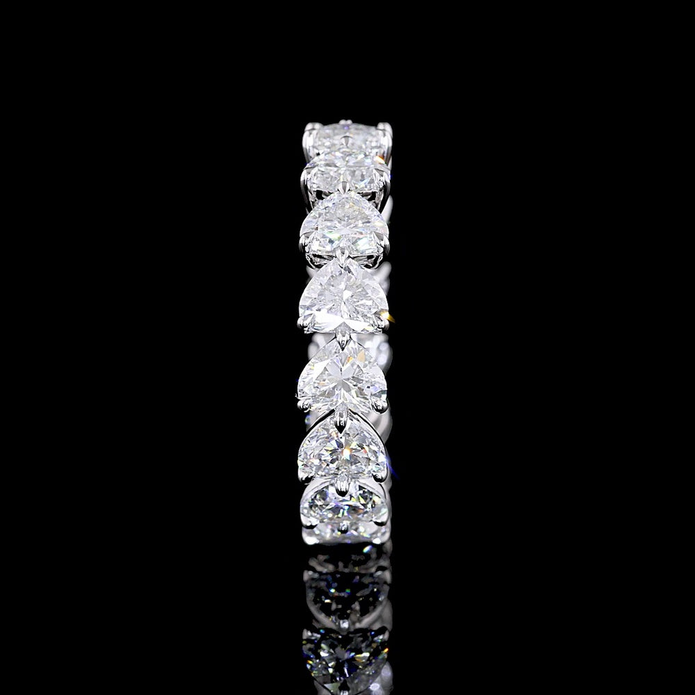 14K White Gold Heart Shape Eternity Band with 16 Prong Set Lab Diamonds - 4.44 Carat Total Diamond Weight - Covaloro Fine Jewelry