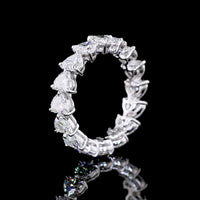 14K White Gold Heart Shape Eternity Band with 16 Prong Set Lab Diamonds - 4.44 Carat Total Diamond Weight - Covaloro Fine Jewelry