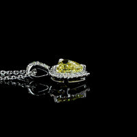 14K White Gold Heart Shape Halo Pendant with 1.07 Carat Fancy Yellow Lab Diamond and 0.16 Carat Brilliant Round Diamonds - Total 1.27 Carats - Covaloro Fine Jewelry