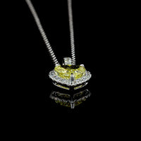 14K White Gold Heart Shape Halo Pendant with 1.07 Carat Fancy Yellow Lab Diamond and 0.16 Carat Brilliant Round Diamonds - Total 1.27 Carats - Covaloro Fine Jewelry