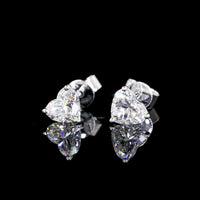 14K White Gold Heart Shape Martini Set Lab Diamond Stud Earrings - 1.43 Carats Total Diamond Weight (E-F Color, VS1 Clarity) - Covaloro Fine Jewelry