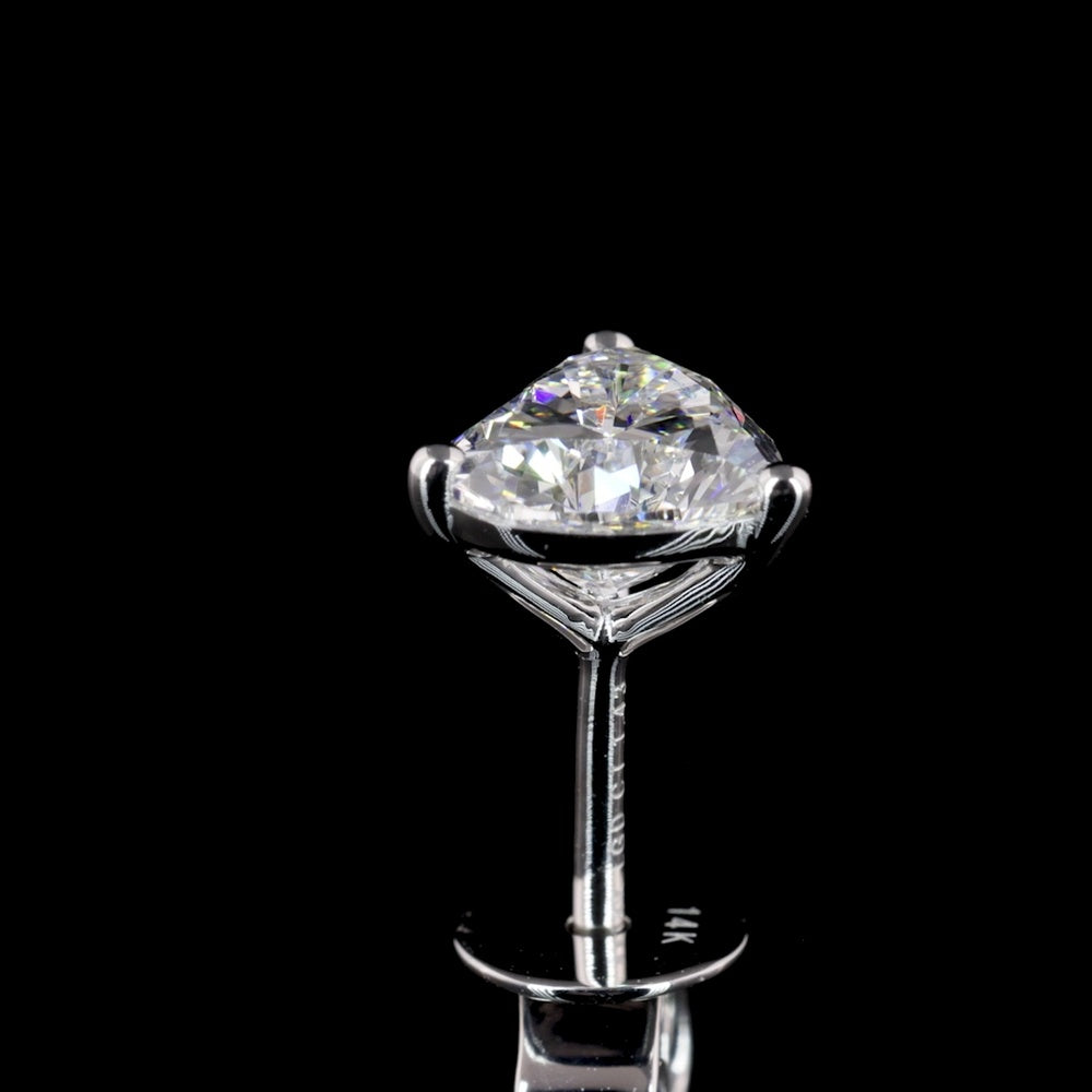 14K White Gold Heart Shape Martini Set Lab Diamond Stud Earrings - 1.43 Carats Total Diamond Weight (E-F Color, VS1 Clarity) - Covaloro Fine Jewelry