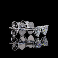 14K White Gold Heart Shape Martini Stud Earrings with Lab Grown D VS1 Diamonds - 0.56 Carat Total Weight - Covaloro Fine Jewelry
