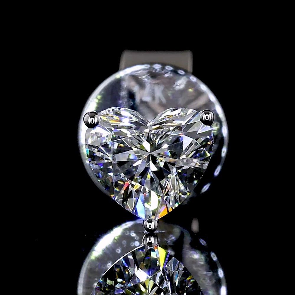 14K White Gold Heart Shape Martini Stud Earrings with Lab Grown D VS1 Diamonds - 0.56 Carat Total Weight - Covaloro Fine Jewelry