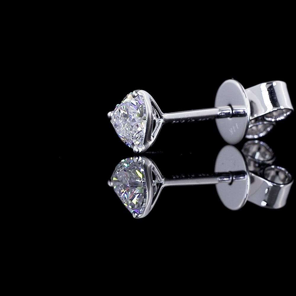 14K White Gold Heart Shape Martini Stud Earrings with Lab Grown Diamonds - 0.62 Carats Total Diamond Weight - Covaloro Fine Jewelry