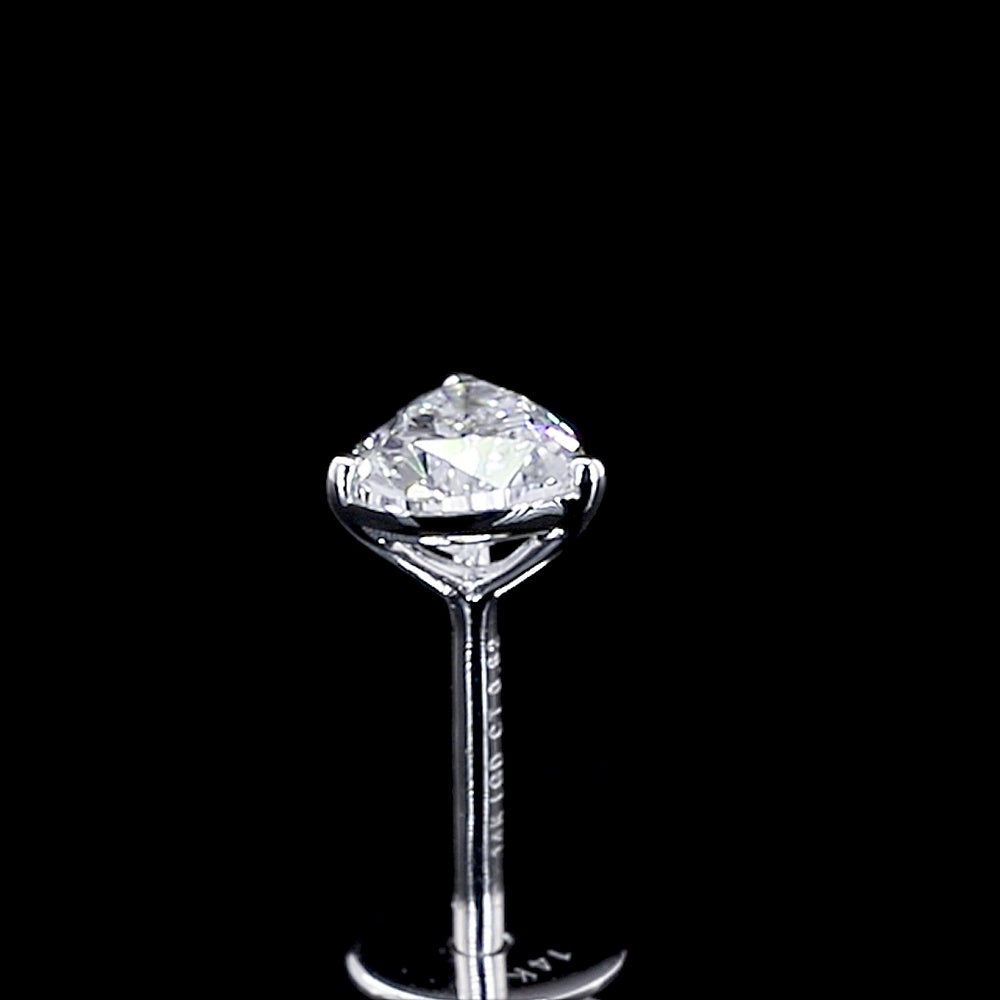 14K White Gold Heart Shape Martini Stud Earrings with Lab Grown Diamonds - 0.62 Carats Total Diamond Weight - Covaloro Fine Jewelry