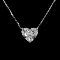 14K White Gold Heart Shape Solitaire Pendant with 3.49 Carat Lab Grown Diamond - E-F Color VS1 Clarity IGI Certified - Covaloro Fine Jewelry