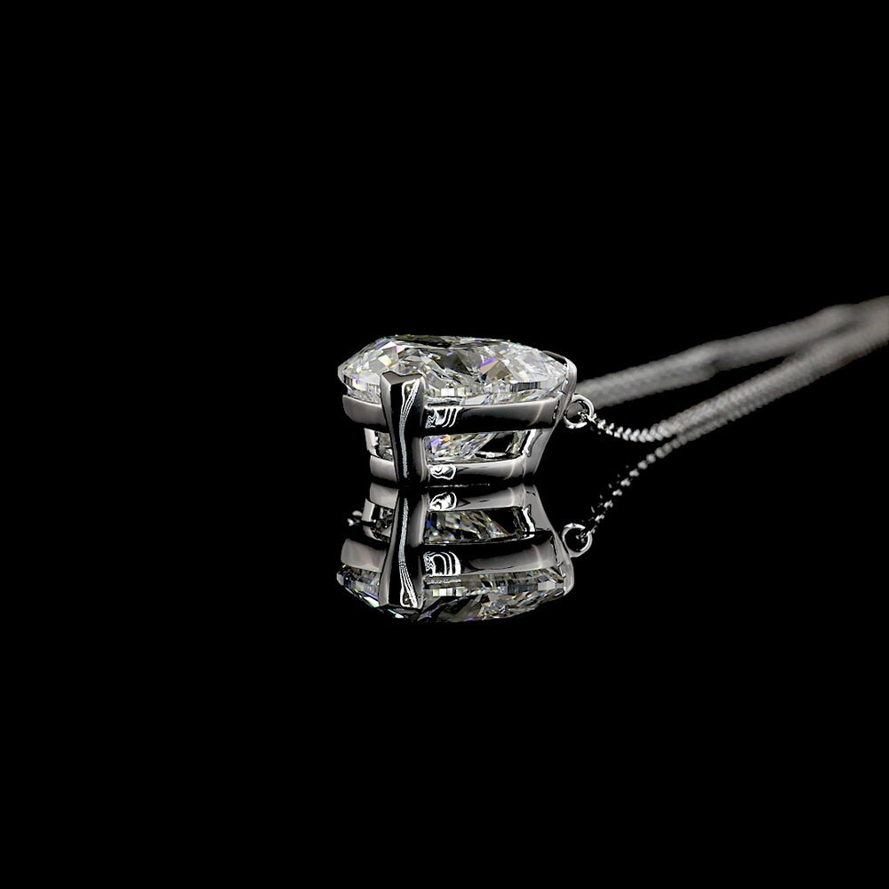 14K White Gold Heart Shape Solitaire Pendant with 3.49 Carat Lab Grown Diamond - E-F Color VS1 Clarity IGI Certified - Covaloro Fine Jewelry