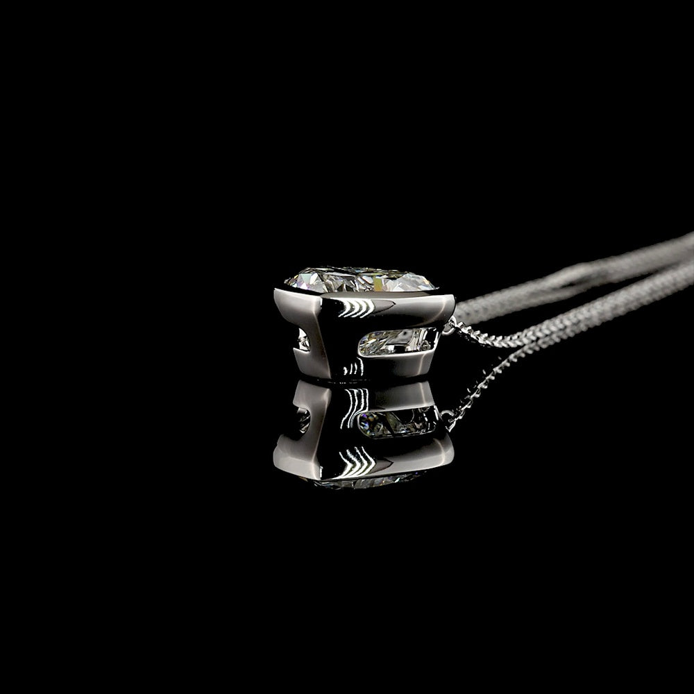 14K White Gold Heart Shape Solitaire Pendant with Bezel Set Lab Diamond - 3.06 Carat Total Diamond Weight - Covaloro Fine Jewelry