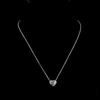 14K White Gold Heart Shape Solitaire Pendant with Bezel Set Lab Diamond - 3.06 Carat Total Diamond Weight - Covaloro Fine Jewelry
