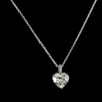 14K White Gold Heart Shape Solitaire Pendant with D VS1 Lab Diamond - 1.53 Carat Total Weight - Covaloro Fine Jewelry