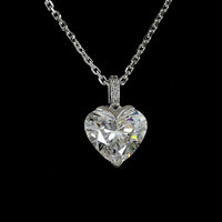14K White Gold Heart Shape Solitaire Pendant with D VS1 Lab Diamond - 1.53 Carat Total Weight - Covaloro Fine Jewelry