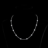 14K White Gold Heart Shape Station Necklace with Bezel Set Lab Grown Diamonds - 3.15 Carats Total Diamond Weight - Covaloro Fine Jewelry