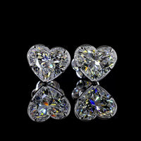 14K White Gold Heart Shape Stud Earrings with Bezel-Prong Set Lab Diamonds - 3.08 Carats Total Weight - Covaloro Fine Jewelry