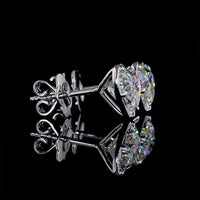 14K White Gold Heart Shape Stud Earrings with Bezel-Prong Set Lab Diamonds - 3.08 Carats Total Weight - Covaloro Fine Jewelry