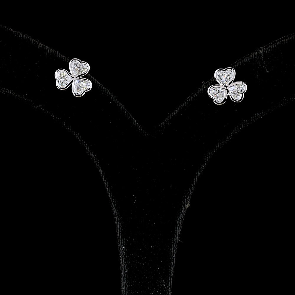 14K White Gold Heart Shape Stud Earrings with Bezel-Set Lab Diamonds - 2.07 Carats Total Diamond Weight, E-F VS Clarity - Covaloro Fine Jewelry