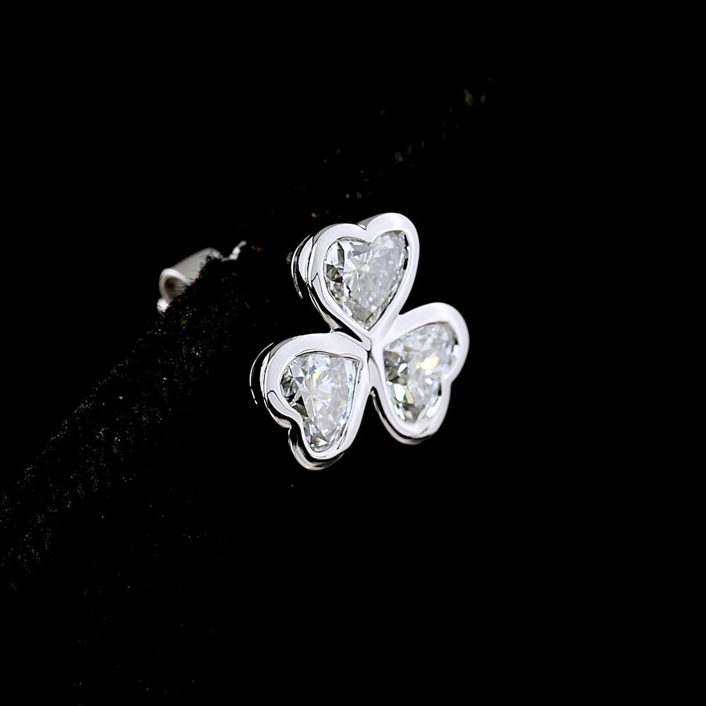 14K White Gold Heart Shape Stud Earrings with Bezel-Set Lab Diamonds - 2.07 Carats Total Diamond Weight, E-F VS Clarity - Covaloro Fine Jewelry