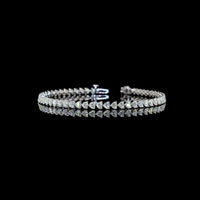 14K White Gold Heart Shape Tennis Bracelet with 112 East-West Set Lab Diamonds - 10.78 Carat Total Diamond Weight - Covaloro Fine Jewelry