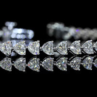 14K White Gold Heart Shape Tennis Bracelet with 112 East-West Set Lab Diamonds - 10.78 Carat Total Diamond Weight - Covaloro Fine Jewelry