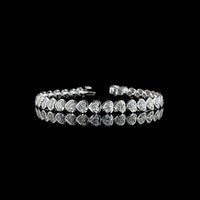 14K White Gold Heart Shape Tennis Bracelet with Bezel Set Lab Diamonds - 11.18 Carats Total Diamond Weight - Covaloro Fine Jewelry
